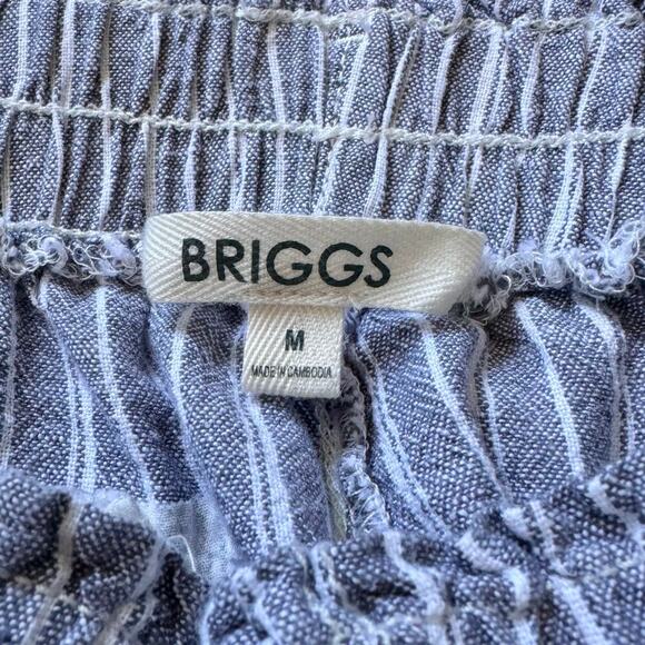 Briggs Striped Stretch Waistband Linen Blend Straight Leg Pull On Pants Size M - Picture 10 of 11